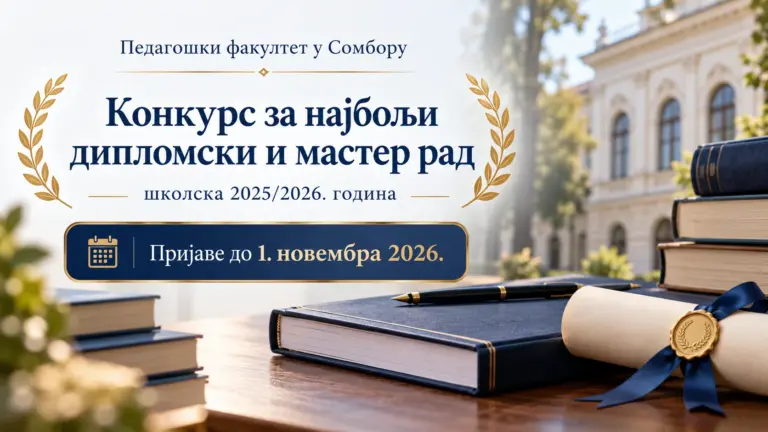 Конкурс за најбољи дипломски и мастер рад у школској 2025/2026. години. Пријаве до 1. новембра 2026.